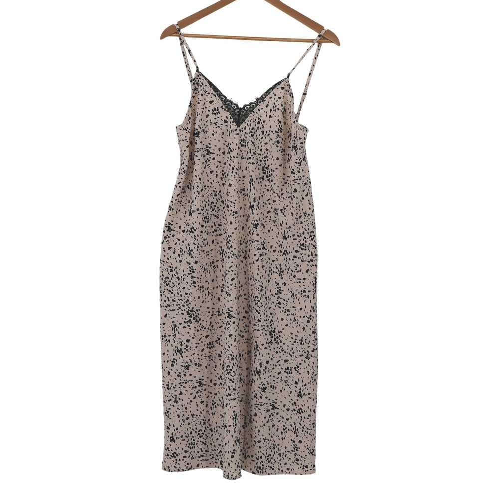Animal Print Midi Slip Dress NWT Lace Cow Dalmatian Print Layering Grunge Size S